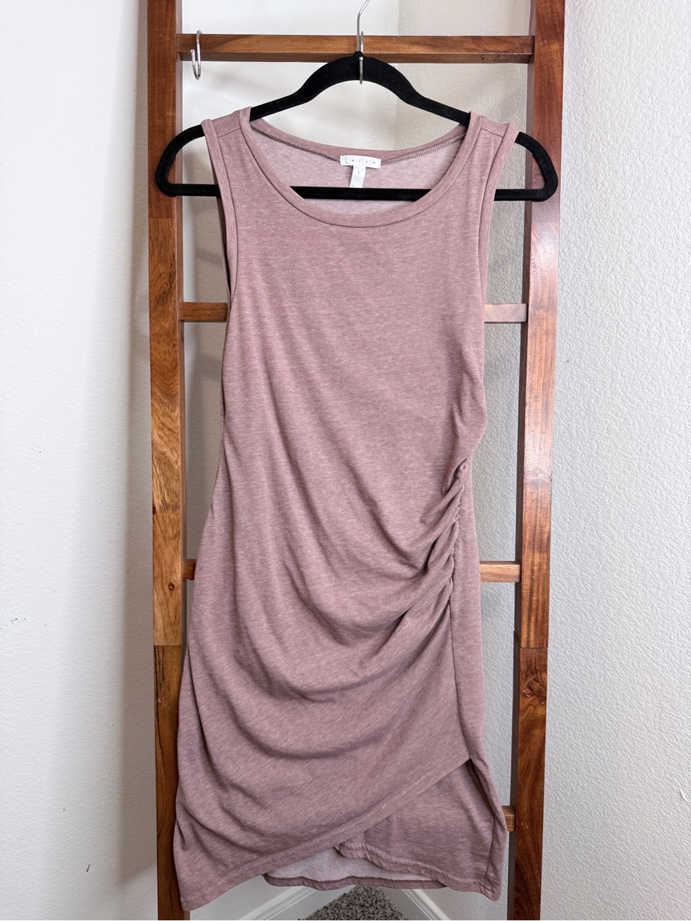 Leith Ruched Bodycon Tank Dress Purple Taupe Heather Size S Nordstrom